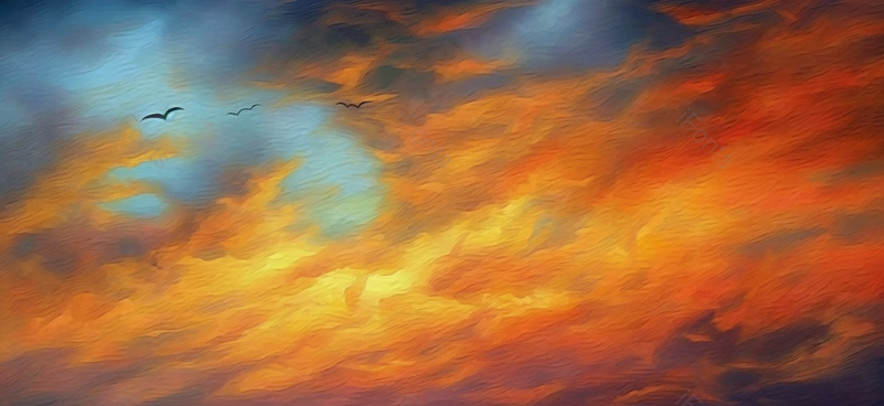 油画风哥火山云晚霞时分广阔的天空中远处飞鸟飞过背景插画,插画/手绘图,插画/手绘图库,插画/手绘图下载,插画/手绘